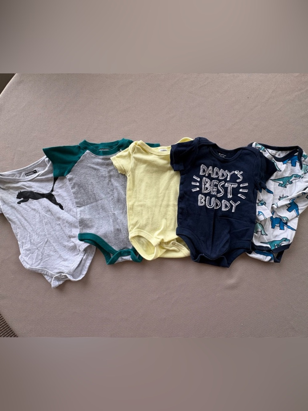 3-6M Baby Boy Bodysuit Bundle (5) Puma + Monica & Andy Dinosaur Set